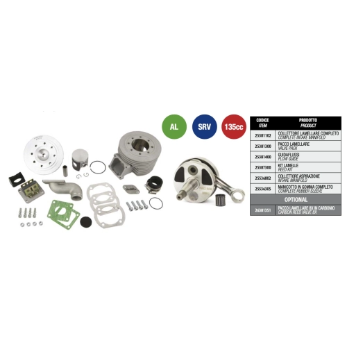 Kit de tuning PINASCO 25362001, kit de cilindro de aluminio y cigüeñal 25031798 26081889 para VESPA 50 90 125 ET3 SPECIAL NLR, transformación de 50 cc a 125 cc.