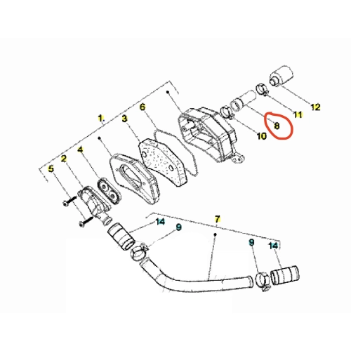 Sekundärluftsystemrohr für VESPA 125 150 200 PX Modelljahr ab 1998 ro 843714 Katalysator