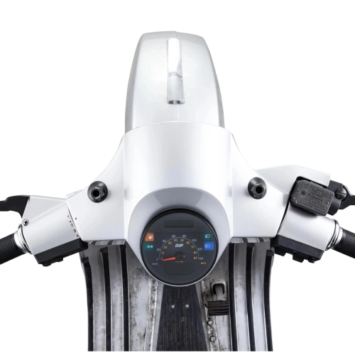 SIP 50002810 2.1 Lusso-Style Tachometer für Vespa 80, 125, 150, 200, PX und Arcobaleno Lusso (Modelljahr 1998), auch für GTV GT60 geeignet. Schwarzes Zifferblatt, weiße Ziffern, Edelstahlrahmen, 24 Funktionen, digital/analog.