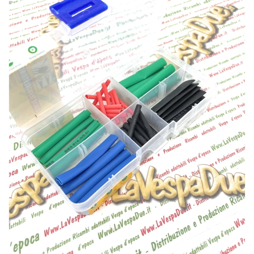 Juego de tubos termorretráctiles de varios tamaños y colores para coches, scooters y motocicletas VESPA APE LAMBRETTA para reparar cables, estatores, condensadores y sistemas eléctricos desgastados.