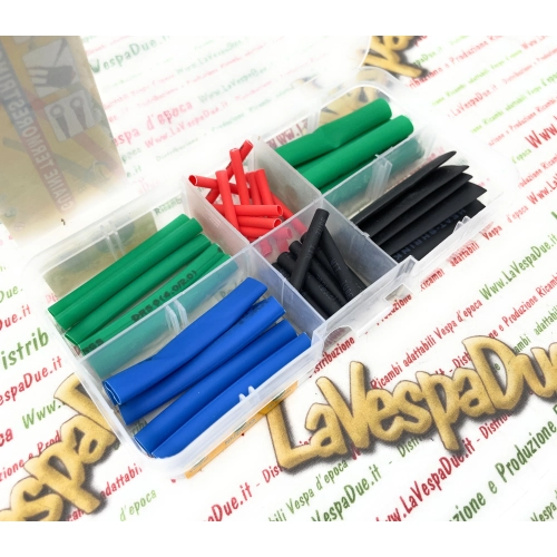 Juego de tubos termorretráctiles de varios tamaños y colores para coches, scooters y motocicletas VESPA APE LAMBRETTA para reparar cables, estatores, condensadores y sistemas eléctricos desgastados.