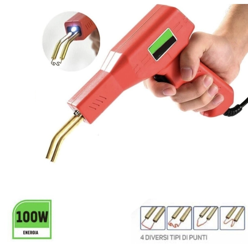 Soldadora de piezas de plástico de 100 vatios con 4 tipos de puntas para diversas aplicaciones: VESPA, APE, LAMBRETTA, coche, motocicleta, scooter, camión, guardabarros, grapadora.