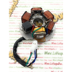 Stator with 5 wires and 2 fastons for LML 125 150 STAR DLX STELLA adaptable VESPA 80 125 150 200 PX PE LUSSI 98 MY 96 W 5 coils ro C-4707475