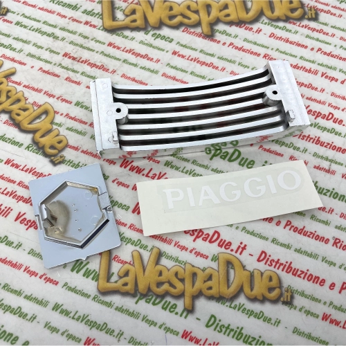 Kit de calandre chromée avec inscription adhésive pour Vespa PX 80 125 150 200 MY et cache de volant (réf. 576967)