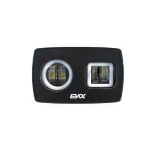 Conjunto de faro delantero izquierdo IRON LED 6000 K EVOK para faro doble APE 50 con circuito de conversión de 6 V a 12 V CC y de 12 V CA a 12 V CC y antiparpadeo.