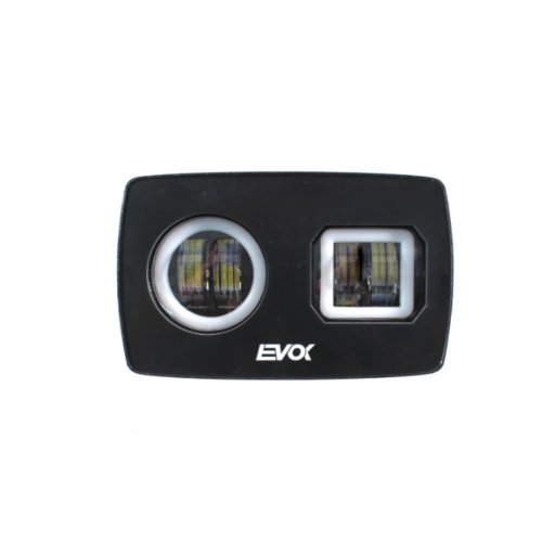 Conjunto de faro delantero izquierdo IRON LED 6000 K EVOK para faro doble APE 50 con circuito de conversión de 6 V a 12 V CC y de 12 V CA a 12 V CC y antiparpadeo.