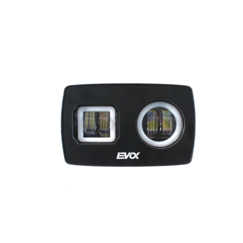Right front headlight assembly IRON LED 6000 K EVOK for APE 50 double headlight with conversion circuit from 6 V to 12 V dc and from 12 V ac to 12 V dc and anti-flicker