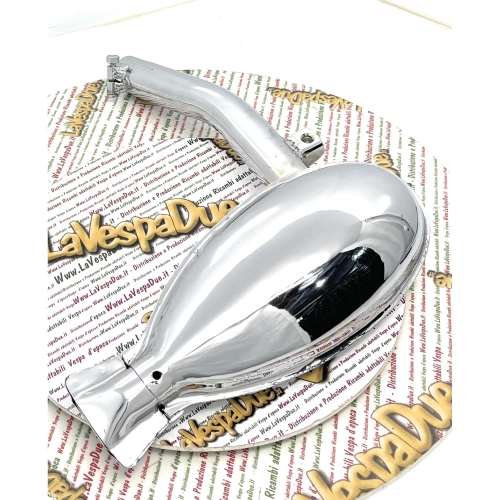 Silenciador cromado con forma de pez para VESPA 125 con faro bajo, año 1950, desde chasis V13T hasta V15T, varilla de cambio ro 014412