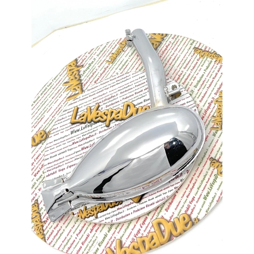 Silenciador cromado con forma de pez para VESPA 125 con faro bajo, año 1950, desde chasis V13T hasta V15T, varilla de cambio ro 014412