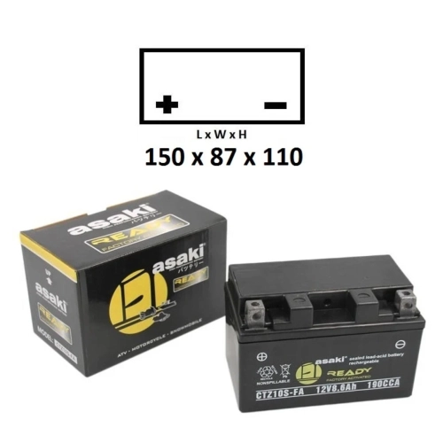 ASAKI CTZ12SFA Sealed Precharged Battery for Honda, BMW, and Yamaha
