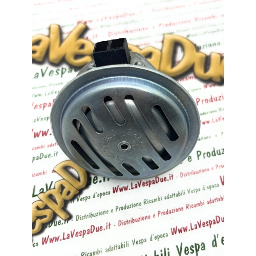 Klaxon 6 volts 15 watts à courant alternatif, diamètre 72 mm, pour cyclomoteurs et véhicules PIAGGIO CIAO sans clignotants.