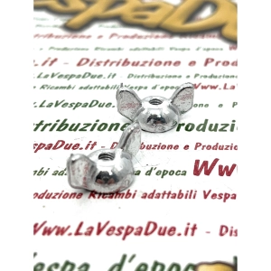Paire d'écrous papillon M 4 mm pour la fixation du filtre à air des VESPA 50, 90, 125, 150, VL1, VL2, VB1, VU1T, V30, VM et VN, filetage 4 mm, en aluminium.