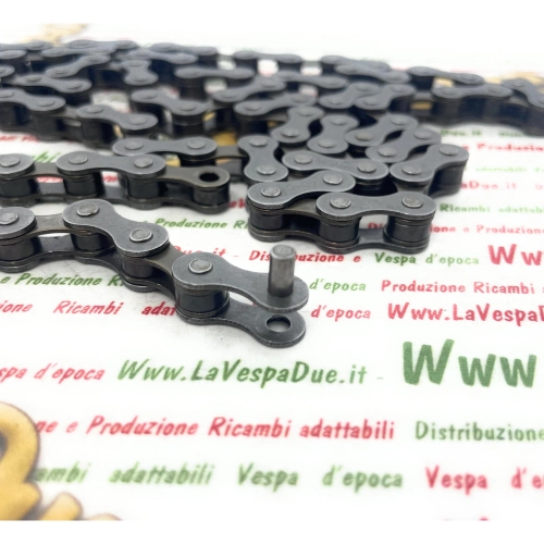KMC Antriebskette 1/2" x 1/8" HV 410 OEM 108 Glieder Bolzenlänge 8,6 mm, passend für PIAGGIO CIAO BRAVO SI GRILLO BOXER und diverse Mopeds, Silber/Bronze