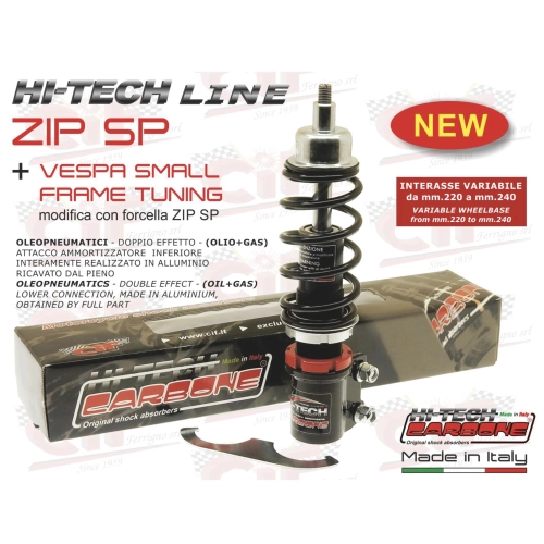 Adjustable HI-TECH front shock absorber for PIAGGIO ZIP SP with monotube fork adaptable to VESPA 50 90 125 PRIMAVERA ET3 PK