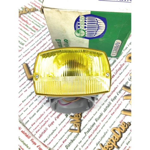 Yellow front headlight assembly APRILIA 95 EKP grey plastic body 960 and yellow transparent for PIAGGIO GARELLI APRILIA mopeds and various plastic ones with approval