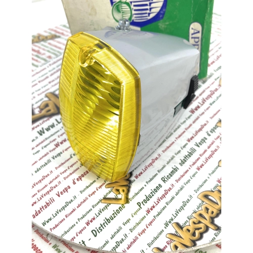 Yellow front headlight assembly APRILIA 95 EKP grey plastic body 960 and yellow transparent for PIAGGIO GARELLI APRILIA mopeds and various plastic ones with approval