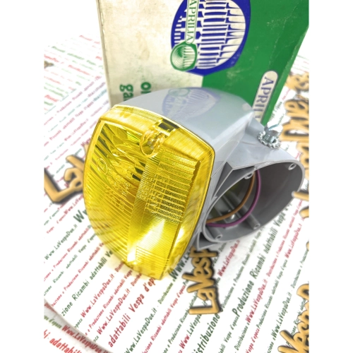 Yellow front headlight assembly APRILIA 95 EKP grey plastic body 960 and yellow transparent for PIAGGIO GARELLI APRILIA mopeds and various plastic ones with approval