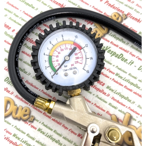 TYRE PRESSURE GAUGE GUN CALIBRATED FROM 0 TO 16 BAR FOR ALL VEHICLES VESPA LAMBRETTA APE 50 80 90 125 150 160 180 200