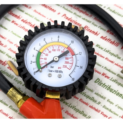 TYRE PRESSURE GAUGE GUN CALIBRATED FROM 0 TO 16 BAR FOR ALL VEHICLES VESPA LAMBRETTA APE 50 80 90 125 150 160 180 200