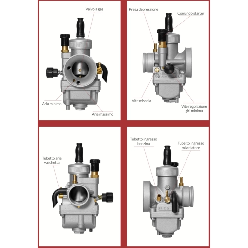 Carburador DELL'ORTO PHDG Ø 19 para VESPA para motores de 2 tiempos para diversas aplicaciones de VESPA