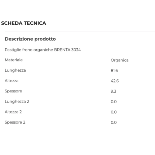 BRENTA 3034 Organic Brake Pads