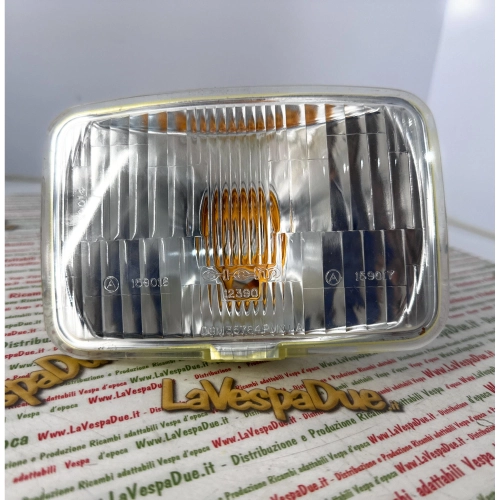 Bloc optique avant rectangulaire SIEM pour VESPA P 150 S, complet avec support d'ampoule P150S 165 x 112 mm, adaptable aux cyclomoteurs APE et PIAGGIO, réf. 176032, ancien stock