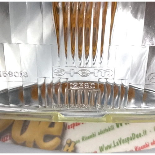 Bloc optique avant rectangulaire SIEM pour VESPA P 150 S, complet avec support d'ampoule P150S 165 x 112 mm, adaptable aux cyclomoteurs APE et PIAGGIO, réf. 176032, ancien stock