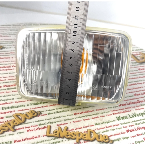 Bloc optique avant rectangulaire SIEM pour VESPA P 150 S, complet avec support d'ampoule P150S 165 x 112 mm, adaptable aux cyclomoteurs APE et PIAGGIO, réf. 176032, ancien stock