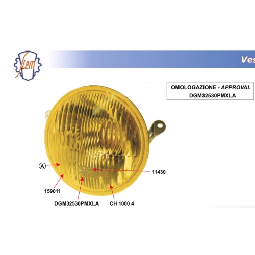 SIEM Yellow Fog Light Assembly for VESPA PX PE 125 150 200 ARCOBALENO