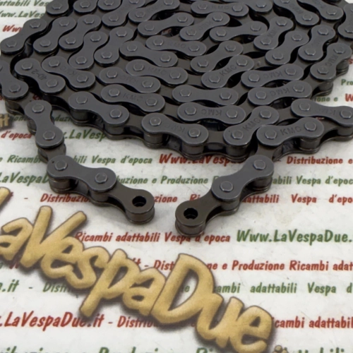 KMC 1/2" x 1/8" HV 410 OEM 108 eslabones Longitud del pasador 8.6 nn Adecuado para PIAGGIO CIAO BRAVO SI GRILLO BOXER varios ciclomotores PLATA BRONCE