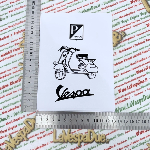 Pochette porte-documents vintage blanche pour Vespa 98 125 150 V1T V15T V30T V33T V98T VU1T U VM VN VL VB1T VNB VBB VBA VNA, style années 60, avec phares bas.