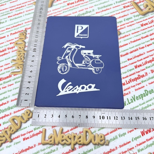 Vintage blauer Dokumentenhalter für Vespa 98 125 150 V1T V15T V30T V33T V98T VU1T U VM VN VL VB1T VNB VBB VBA VNA Abblendlicht Straußenleder 60er Jahre