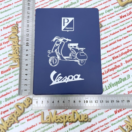 Vintage blauer Dokumentenhalter für Vespa 98 125 150 V1T V15T V30T V33T V98T VU1T U VM VN VL VB1T VNB VBB VBA VNA Abblendlicht Straußenleder 60er Jahre