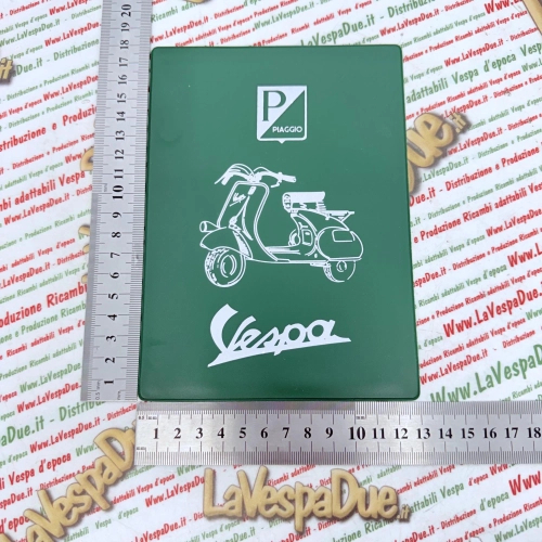Vintage GRÜNE Dokumentenhülle für VESPA 98 125 150 V1T V15T V30T V33T V98T VU1T U VM VN VL VB1T VNB VBB VBA VNA Abblendlicht Straußenleder Dokumentenhülle aus den 60er Jahren