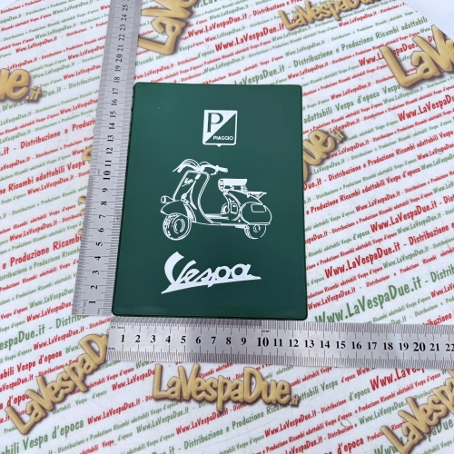 Vintage GRÜNE Dokumentenhülle für VESPA 98 125 150 V1T V15T V30T V33T V98T VU1T U VM VN VL VB1T VNB VBB VBA VNA Abblendlicht Straußenleder Dokumentenhülle aus den 60er Jahren
