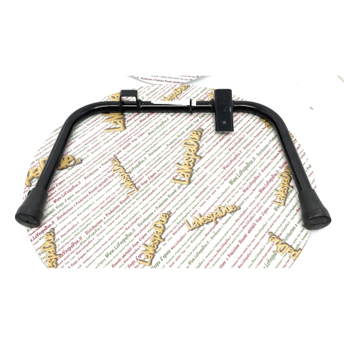 Béquille centrale pour VESPA 80 125 150 200 PX PE ARCOBALENO en métal Ø 22 mm, fournie avec embouts de renfort et patins peints en noir.