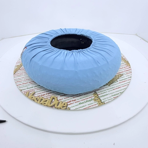 Spare wheel cover in light blue fabric for VESPA 50 80 90 125 150 160 180 200 PX SPECIAL ET3 GT GL SPRINT APE LAMBRETTA adaptable to 8" 9" 10" wheels in anti-scratch bi-elastic fabric, adherent protection sock wheel cover rim
