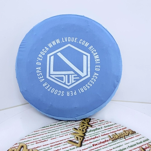 Spare wheel cover in light blue fabric for VESPA 50 80 90 125 150 160 180 200 PX SPECIAL ET3 GT GL SPRINT APE LAMBRETTA adaptable to 8" 9" 10" wheels in anti-scratch bi-elastic fabric, adherent protection sock wheel cover rim