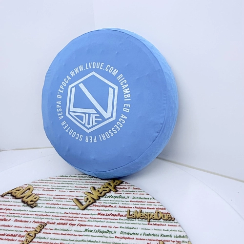 Spare wheel cover in light blue fabric for VESPA 50 80 90 125 150 160 180 200 PX SPECIAL ET3 GT GL SPRINT APE LAMBRETTA adaptable to 8" 9" 10" wheels in anti-scratch bi-elastic fabric, adherent protection sock wheel cover rim