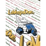 Autocollant publicitaire représentant un petit homme sur une Vespa regardant à droite pour Vespa Ape Lambretta, Vespa vintage, phares de croisement Michelin, vacances romaines