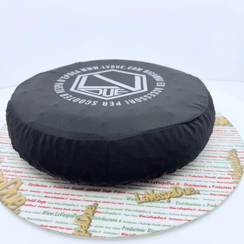 Spare wheel cover in black fabric for VESPA 50 80 90 125 150 160 180 200 PX SPECIAL ET3 GT GL SPRINT APE LAMBRETTA adaptable to 8" 9" 10" wheels in anti-scratch bi-elastic fabric, adherent protection sock wheel cover rim