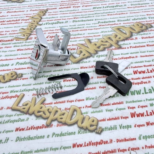 Complete chrome top box lock for VESPA PX 125 150 200 ARCOBALENO disc brake complete with spring and plate ro 198560