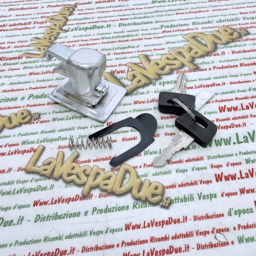 Complete chrome top box lock for VESPA PX 125 150 200 ARCOBALENO disc brake complete with spring and plate ro 198560