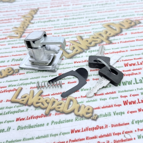 Complete chrome top box lock for VESPA PX 125 150 200 ARCOBALENO disc brake complete with spring and plate ro 198560