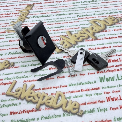 Black top box lock for VESPA PX 125 150 200 ARCOBALENO disc brake complete with spring and plate