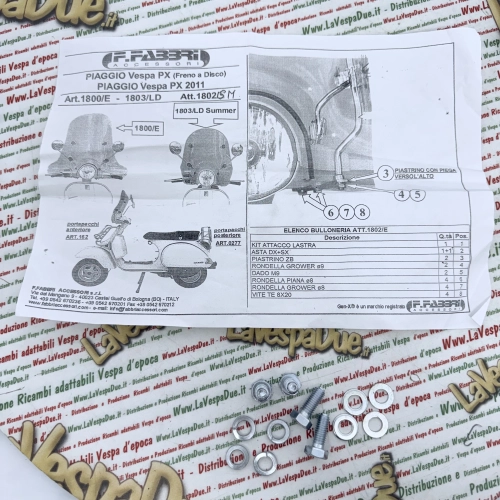 Soportes para parabrisas FABBRI para VESPA PX 125 150 200 con freno de disco a partir de 2011