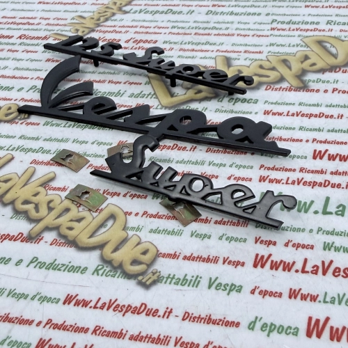 Set of 3 midnight blue lettering plates for VESPA 125 SUPER VNC1T in anodized aluminum front and rear, Italian product
