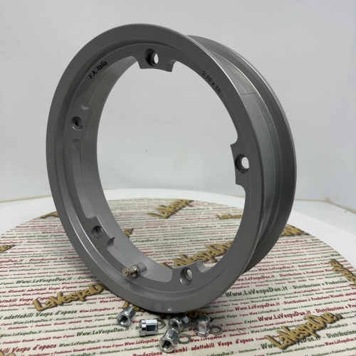 Metallisch graue Tubeless-Felge, Daisy-Modell, für VESPA 50 125 150 200 SPECIAL PRIMAVERAS ET3 ELESTART PX PE SPRINT T5 etc....