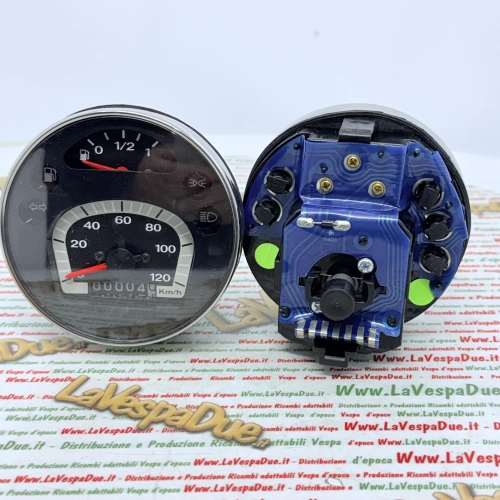 Kilometerzähler VESPA PX PE MY MILLENNIUM 125 150 200 120 km/h Adapter ro 583074 Schwarzer Regenbogen mit Chromrahmen