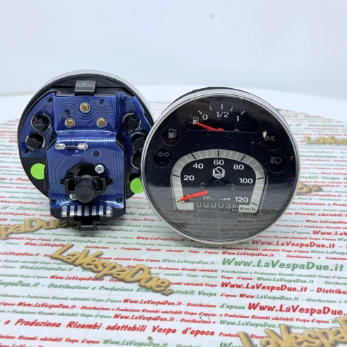 Compteur kilométrique LVDUE VESPA PX PE MY MILLENNIUM 125 150 200 120 km/h adaptateur ro 583074 Noir arc-en-ciel avec cadre chromé